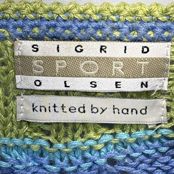 Sigrid Olsen Sport Hand Knit Pastel Cardigan Sweater Women M Ramie Cotton Multi - Picture 5 of 12